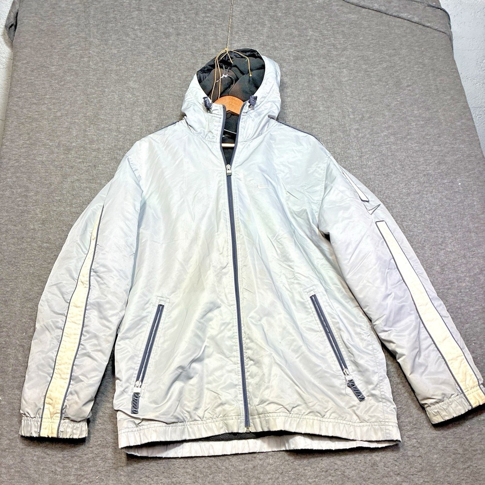 Vintage 90s Nike - Silver Tag Y2K Winter Jacket Fleece Swoosh Men‎ Size MED